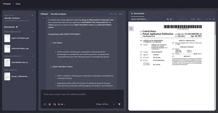 Screenshot of the Novelty Analysis desktop view