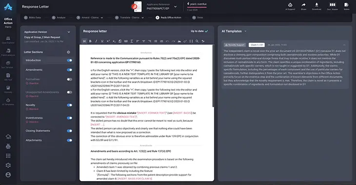 Screenshot of the Response Letter Template desktop view